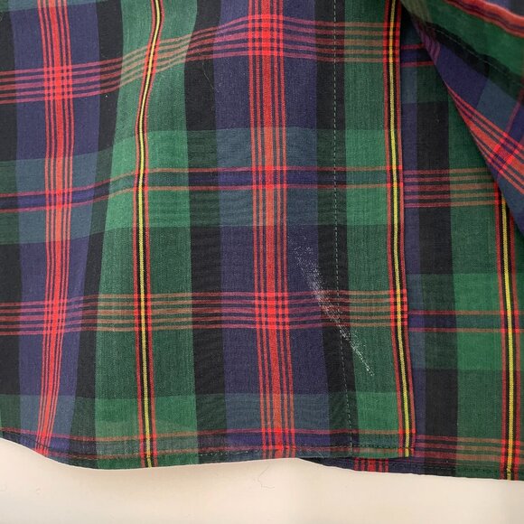 Vintage Men's Shirt Button-Up Plaid Size XL Distressed Kingsport Christmas Green - Picture 5 of 14